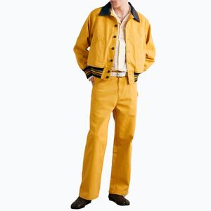 Pantalones de Trabajo Personalizados de Pierna Recta, Color Amarillo, de Sarga de Algodón, con Bolsillos de Lona y Presilla para Herramientas, Estilo Cargo para Hombre - Product Image 3