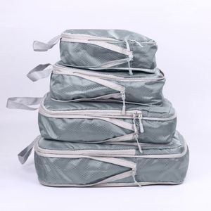 Sac de rangement cosmétique numérique en polyester quatre pièces, à poignée souple, étanche, avec fermeture éclair, pour voyage, et cubes de rangement pour vêtements - Product Image 2