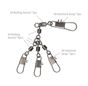 ALPHA  Connecteur de ligne de pêche en acier à haute teneur en carbone avec émerillon rotatif à 4 voies et agrafe de verrouillage - Product Image 3