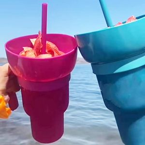 Jimi Tik Tok Xu Hướng Phổ Biến Nhựa 2 Trong 1 Snack Và Uống 32Oz Cup Với Snack Khay Bát Rơm Cho Rạp Chiếu Phim - Product Image 5
