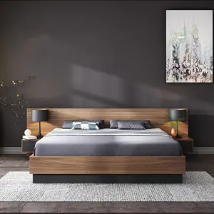 Fabrika doğrudan satış otel başlık ile mobilya yatak odası mobilyası king-size yatak çerçeve modern ve minimalist tarzı otel yatak