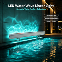 Projecteur linéaire LED IP65 3500K à effet d'ondulation d'eau, vitesse de vague réglable DMX, raccordement sans soudure, décoration de bâtiment