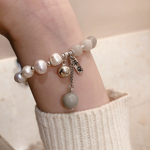 S925 Sterling <b>Silver</b> Pearl Jade Bracelet For Women Ball Design Everyday Wear Fine <b>Beaded</b> Jewelry - Product Image 2