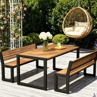 Table de salle à manger d'extérieur en bois étanche à prix abordable pour balcon, ferme, parc, restaurant, cuisine, cour
