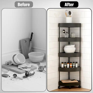 Estante de Almacenamiento Multinivel de Plástico para Baño y Cocina, Estante Triangular de Esquina de Piso a Techo para Inodoro, Resistente y Elegante - Product Image 4