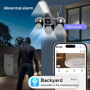 Caméra solaire PTZ avec éclairage <span class=keywords><strong>LED</strong></span>, capteur CMOS panoramique à 360 degrés, 15MP, IP66, réseau 4G/WiFi, surveillance à distance, caméra extérieure à 3 objectifs - Product Image 4