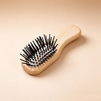 Mini brosse à cheveux en bambou avec coussin d'air et poils en nylon, peigne de massage du cuir chevelu portable, antistatique, démêlant, imperméable pour les voyages