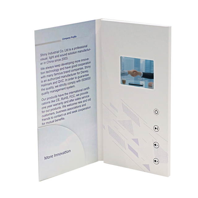 2.4 Inch Video Brochure Customized TFT LCD Screen Rechargeable Battery Global B2B Suppliers Featuring Music Cross Angel Paper