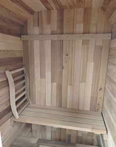 Sauna extérieur compact en bois massif HELIUS pour 2 personnes, en cèdre rouge ou hemlock, avec poêle et pierres. - Product Image 3