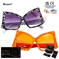 Lunettes de soleil œil de chat Boyarn, monture large irrégulière, lunettes originales bicolores, montures de lunettes avec plaquettes de nez personnalisées