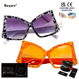 แว่นกันแดดทรงแคทอาย Boyarn กรอบใหญ่ ทรงแปลกตา แว่นกันแดดสองสี กรอบแว่นตาพร้อมแผ่นรองจมูกแบบกำหนดเอง - Product Image 3