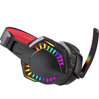 Headset Gaming dengan Mikrofon Lampu LED Pelangi Koneksi USB Berkabel Latensi Rendah Suara 4D untuk E-Sports Gaming Headphone Berkabel