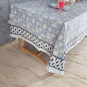 Handmade Handblock Printed Brown White Vintage Farmhouse Style Wedding <b>Tablecloth</b> Custom Size Cotton Eco-Friendly Durable - Product Image 1