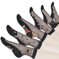 Collants fins mi-mollet en soie cristalline, doublés coton, absorbants la transpiration, pour femme, série dessin animé sexy, vente directe usine