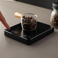 Outils de barista, balance à café avec minuterie, balance de cuisine avec écran LED, rechargeable par USB, balance à café noire 3 kg 5 kg/0,1 g