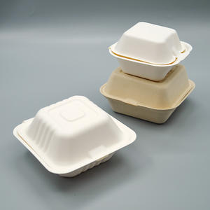 Tek kullanımlık şeker kamışı Burger kapaklı kutu çevre dostu biyobozunur tasfiye konteyner Fast <span class=keywords><strong>Food</strong></span> ambalaj - Product Image 6