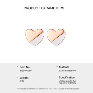 ACME <span class=keywords><strong>argento</strong></span> semplice a forma di cuore accessori per le orecchie in <span class=keywords><strong>madreperla</strong></span> placcato oro borchia alla moda piccoli <span class=keywords><strong>orecchini</strong></span> di due colori per le donne festa - Product Image 6