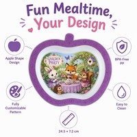 Assiettes en plastique réutilisables écologiques à motifs de dessins animés pour enfants, forme irrégulière portable pour usage domestique