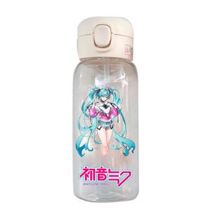 Botella de Agua de Plástico con Pajita de Hatsune Miku, 400 ml, para Niños, Gran Capacidad, Portátil, Transparente, Coleccionable de Anime - Product Image 6