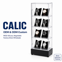 Vitrine de présentation de montres sur pied en acrylique, 8 emplacements, vitrine transparente avec coussin en velours, pour bijouterie, boutique, OEM ODM CALIC