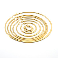 Boucles d'oreilles plates en titane, barre ronde en acier inoxydable