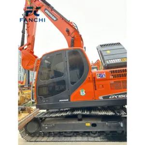 Düşük fiyat yüksek verimlilik güçlü DOOSAN kazıcı kullanılan yeni Doosan DX150LC iyi muhafaza 15ton hidrolik paletli ekskavatör