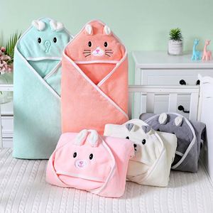 Serviette de Bain à Capuche pour Enfants en Microfibre Corail à Absorption Rapide, Motif Animal de Dessin Animé, Couleur Unie, Utilisation Extérieure pour Bébés et Enfants - Product Image 2