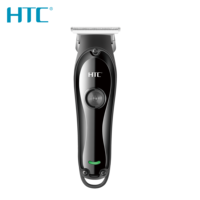 Tondeuse à cheveux HTC AT-118 sans fil, lame en acier haute teneur en carbone, charge rapide Type-C, autonomie de 90 minutes, pour hommes, salon de coiffure, hôtel