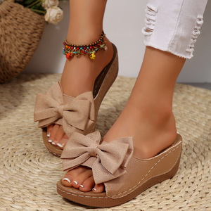 2026 New Arrival Summer Women Open Toe Sandals Bow-Knot Fashion Sexy <b>Slide</b> PU Upper Rubber Midsole - Product Image 3