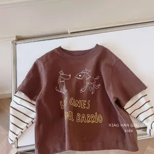 1-6 anni fornitori di marchi all'ingrosso di alta qualità Custom bambini girocollo felpa felpa manica lunga per bambini t-shirt