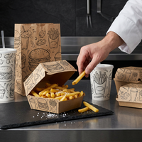 Ensemble de boîtes en papier pour hamburgers et poulet frit, imprimées sur mesure, biodégradables, écologiques, de qualité alimentaire, emballages jetables pour la restauration rapide
