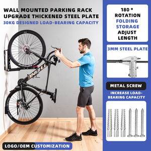 Portabicicletas Garaje Montaje en pared Bicicleta Giratorio Estante de estacionamiento Swing -60 ° ~ + 30 ° Gancho vertical para colgar bicicletas - Product Image 3