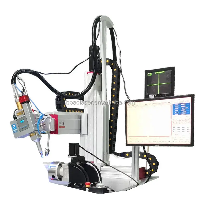 CW mesin las serat laser, mesin las laser cetakan 5 sumbu otomatis penuh 1500w 3000w logam aluminium dengan CCD dan laptop