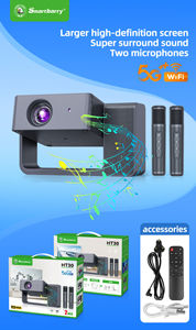 Portable HT30 3D HD <b>Projector</b> Built-In Dual-Mic Karaoke System, Home Cinema Entertainment Device For Family Use - Product Image 5