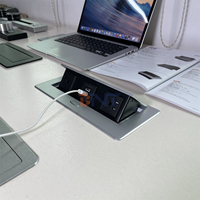 Double chargeur USB et multiprise 5A IP44 Prise de bureau en aluminium avec double prise de courant US Prise de table