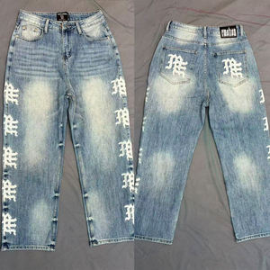 <span class=keywords><strong>Jeans</strong></span> Denim da <span class=keywords><strong>Uomo</strong></span> 2026 di Lusso, Nuovi Pantaloni Ricamati Firmati, Modello Baggy Dritto Hip Hop, Collezione Mixed Emotion - Product Image 2