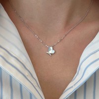 925 Sterling Zilver Moissanite Hart Moeder-van-Parel Ketting Fabriek Groothandel Fijne Liefde Valentijnsdag Jubileum Cadeau Sieraden