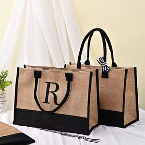 Sac fourre-tout en toile personnalisé imperméable, monogramme, cadeau pour femme, pour la plage, les courses en plein air, les voyages - Product Image 2