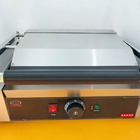 Équipement de cuisine professionnelle, plaque de cuisson électrique en acier inoxydable, gril panini (dessus rainuré, dessous plat), réglage multi-niveaux facile