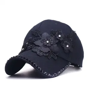 Lifelike Flowers Women Summer Caps Casual Sun Casquette New Brand Baseball Cap for Girls Luxury Rhinestones Hip Hop Hat