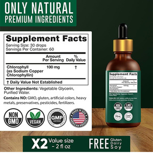 Vente en gros de gouttes liquides de <span class=keywords><strong>chlorophylle</strong></span> en grande quantité OEM de marque privée <span class=keywords><strong>chlorophylle</strong></span> <span class=keywords><strong>liquide</strong></span> à absorption rapide 2 floz - Product Image 3