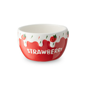 Adorable y moderno tazón de cerámica con forma de fresa, con decoración pintada a mano bajo el esmalte, tazón para pastel de 4.75 pulgadas. - Product Image 2