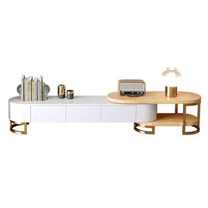 האחרון עיצוב יוקרה להארכה טלוויזיה Stand מודרני סגלגל צורת מוצק עץ סלון טלוויזיה יחידת אחסון קבינט - Product Image 4