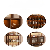 Vitrine à thé en bois moderne avec design à panneaux pour supermarchés et hôtels, cloison de rangement personnalisable