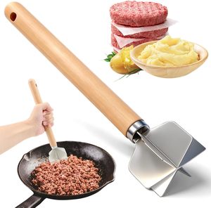 <span class=keywords><strong>Hachoir</strong></span> à viande en acier inoxydable 304 avec manche en bois, <span class=keywords><strong>hachoir</strong></span> à viande à 6 lames de qualité alimentaire, écrase-pommes de terre, outil pour écraser les hamburgers - Product Image 6