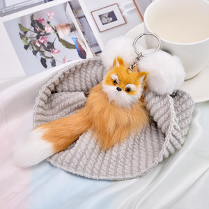 Porte-clés pendentif renard en peluche mignon de dessin animé, breloque de voiture, accessoire créatif pour sac cadeau - Product Image 2