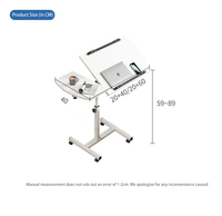 Bureau d'ordinateur portable pliable en métal réglable en hauteur, convertible, mobile, pour lit, étude, relevable, noir et blanc, petits bureaux d'ordinateur