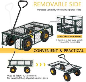 भारी शुल्क उपयोगिता वैगन ट्रोली बड़ी लोड क्षमता स्टील मेष गार्डन कार्ट जिसमें हटाने योग्य पक्ष रोल कंटेनर संरचना के साथ - Product Image 5