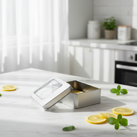 Boîte rectangulaire en fer blanc 107*72*32mm avec fenêtre, écologique, recyclable, personnalisable pour chocolat, chewing-gum, gâteau, mariage