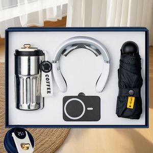 Promotional Blue Series 4-in-1 Power Bank+Neck Massager+Cup+Umbrella Customized Logo Color Mobile Power Gift Set - Product Image 5